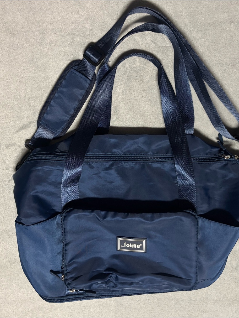 Foldie Navy Packable Travel Tote Bag for Women - Picture 2 of 3